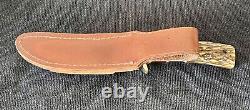 Vtg Schrade USA fixed 5 blade 172UH Wildcat knife withorg sheath minty