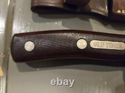 Vtg Schrade Walden Old Timer 165 Fixed Blade Knife/Honesteel Leather Sheah Box