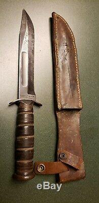 Vtg Sheath Hunt 7 Blade USMC/CAMILLUS NY WW2 MK2 Knife 1 ORIG leather fold case