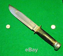 Vtg Sheath Hunt 8 Blade USA MARBLES Ideal WW1 Knife Alum Pommel #1 Leather Case