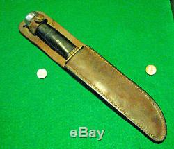 Vtg Sheath Hunt 8 Blade USA MARBLES Ideal WW1 Knife Alum Pommel #1 Leather Case