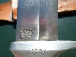 Vtg Solingen German Stag Bowie Knife Edge Mark Brand Hunting Leather Sheath