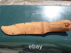 Vtg Solingen German Stag Bowie Knife Edge Mark Brand Hunting Leather Sheath