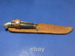 Vtg, Western Boulder Colo. USA L48B Fixed Blade Bird/ Trout Knife with Acorn Sheath