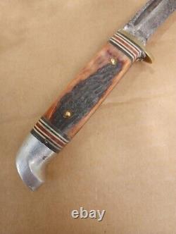 Vtg Western Knife 648 with Org Leather Acorn Sheath, Boulder, Colo. USA (reduced)
