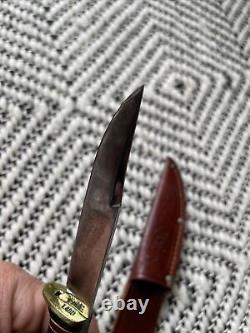 Vtg Western L48b hunting knife Fixed Blade Boulder Colorado Acorn Leather Sheath