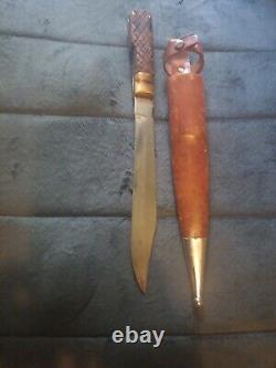 WW2 Era RARE Japan- Bowie Knife, WithLeather Scabbard, Wood Handle