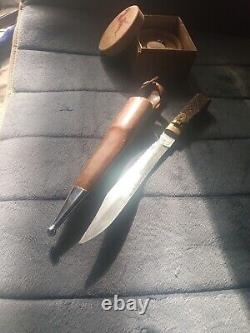 WW2 Era RARE Japan- Bowie Knife, WithLeather Scabbard, Wood Handle