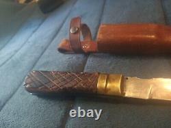 WW2 Era RARE Japan- Bowie Knife, WithLeather Scabbard, Wood Handle