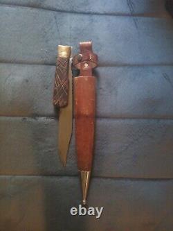 WW2 Era RARE Japan- Bowie Knife, WithLeather Scabbard, Wood Handle