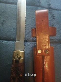 WW2 Era RARE Japan- Bowie Knife, WithLeather Scabbard, Wood Handle