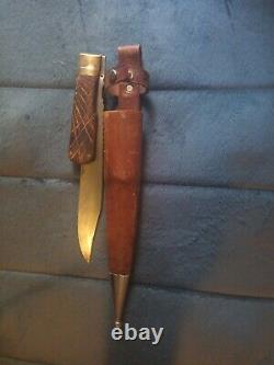 WW2 Era RARE Japan- Bowie Knife, WithLeather Scabbard, Wood Handle