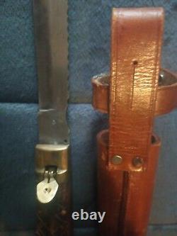 WW2 Era RARE Japan- Bowie Knife, WithLeather Scabbard, Wood Handle