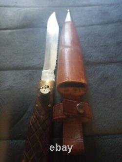 WW2 Era RARE Japan- Bowie Knife, WithLeather Scabbard, Wood Handle