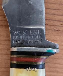 WWII Western 3.25 Fixed Blade Knife Full Tang with Sheath. Very Good Condition