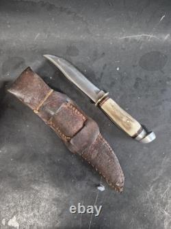 West Cut Boulder Colo Western Knife Fixed Blade Hunting Stag Antler Sheath 10