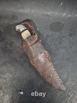 West Cut Boulder Colo Western Knife Fixed Blade Hunting Stag Antler Sheath 10