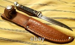 Western Boulder Jigged Bone 628 6 Fixed Blade Trout Knife withcase Unused