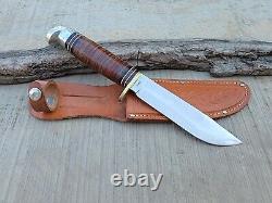 Western Boulder L46-5 Leather Handle Small Shark Fixed Blade Knife