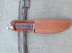 Western Boulder L46-5 Leather Handle Small Shark Fixed Blade Knife