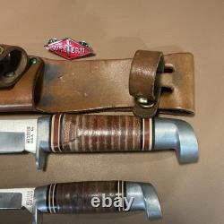 Western Fixed Blade Pair With Leather Sheath