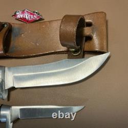 Western Fixed Blade Pair With Leather Sheath