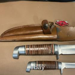 Western Fixed Blade Pair With Leather Sheath