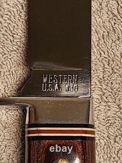 Western U. S. A. W 36 Fixed Blade Knife withOriginal Western Sheath 5 Blade