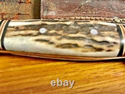Western USA Knife Boulder Co. Bird & Trout Genuine Stag 1950's Hunting Vintage