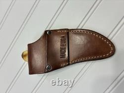 Whiteknuckler Fixed Blade Knife D2 Steel Horn Handle USA with Leather Sheath