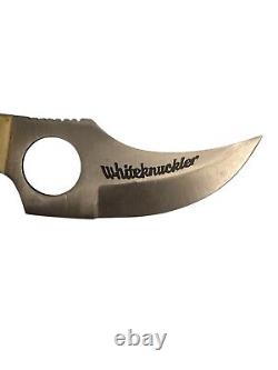 Whiteknuckler Fixed Blade Knife with Bone Handle & Leather Sheathe Skinning