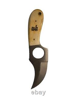 Whiteknuckler Fixed Blade Knife with Bone Handle & Leather Sheathe Skinning