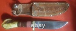 Woodcraft Custom Crown Stag Handle Vtg Knife Antique