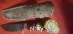 Woodcraft Custom Crown Stag Handle Vtg Knife Antique