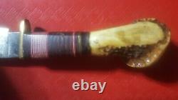 Woodcraft Custom Crown Stag Handle Vtg Knife Antique